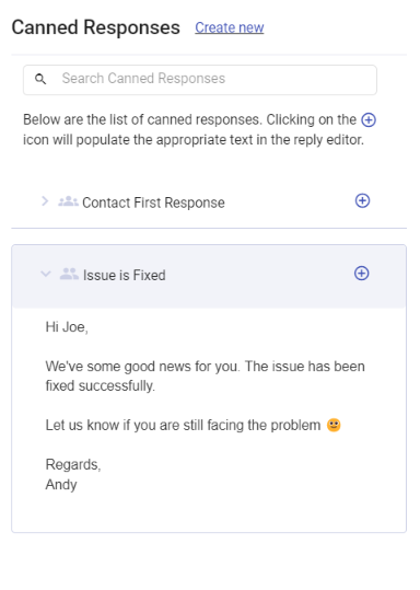 canned response feature desk365