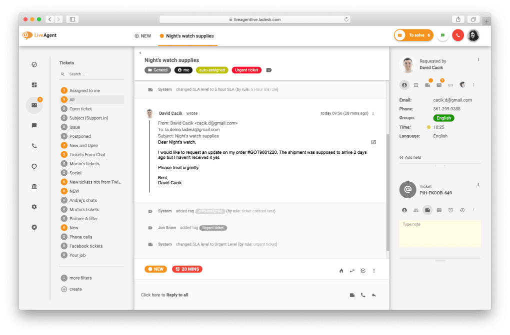 liveagent screenshot